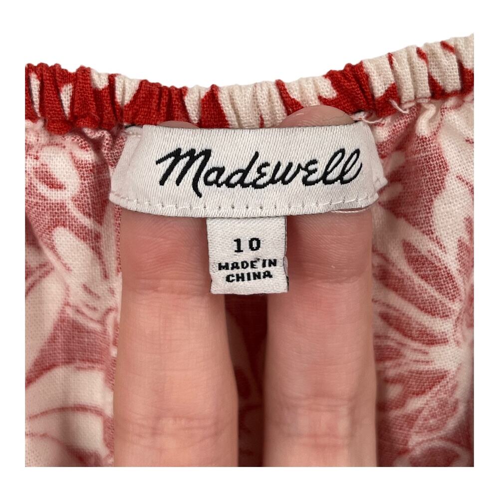 Madewell dress Margi floral minidress red white size 10 - Picture 6 of 8
